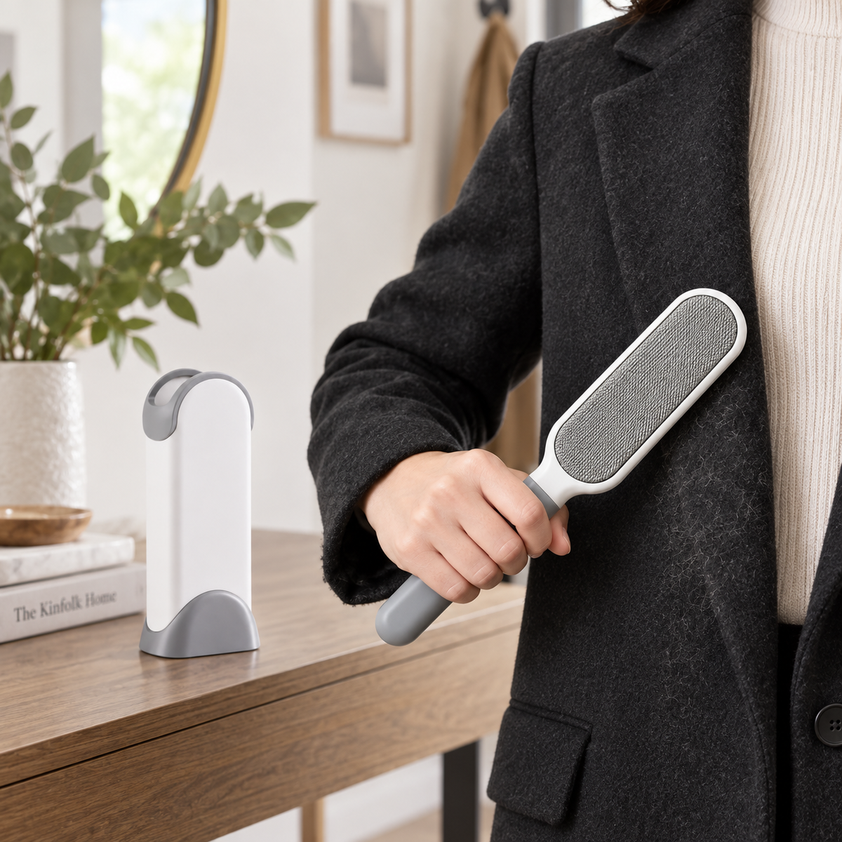 Double-Sided Lint & Hair Remover Brush with Storage Base