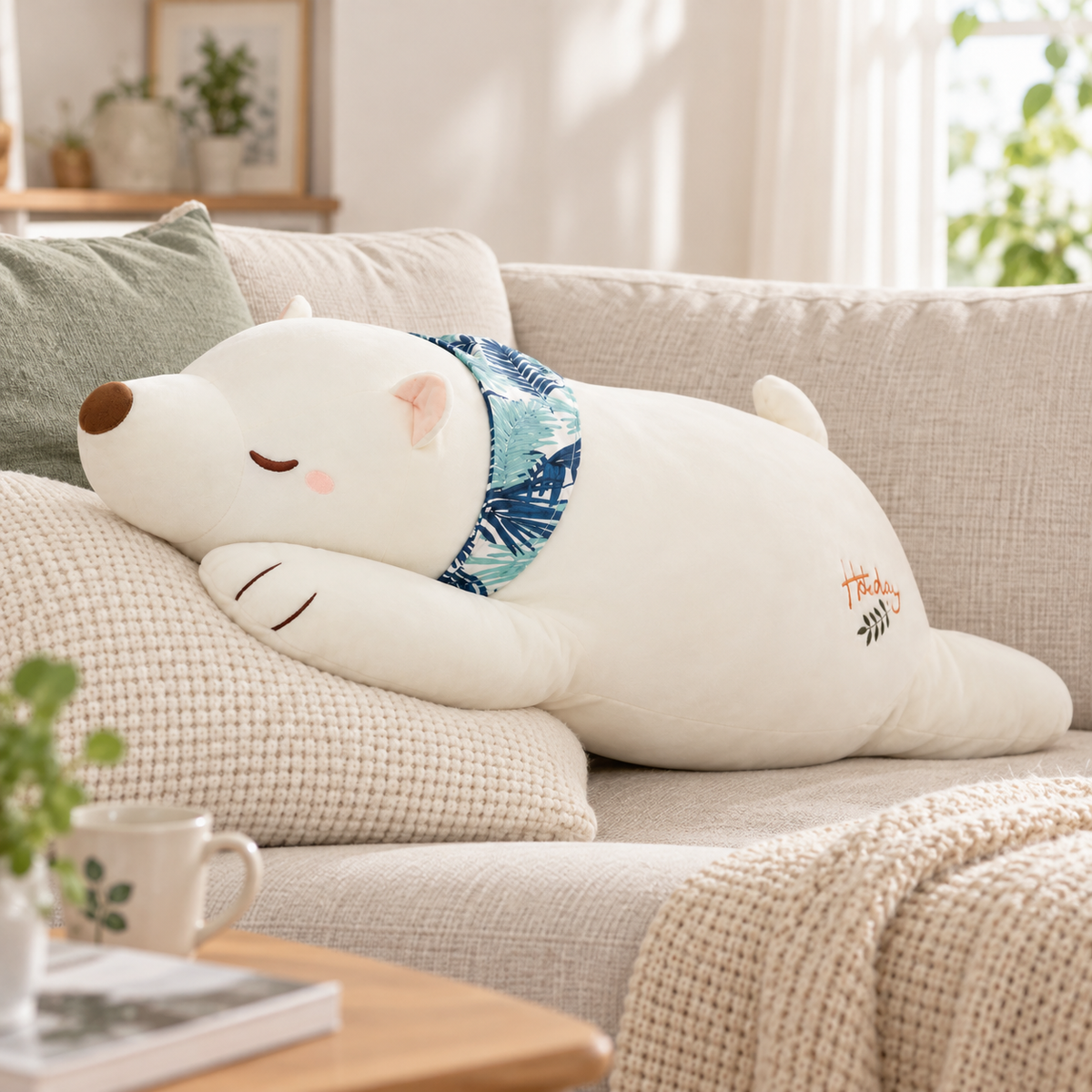 Sleeping Bear Plush Pillow