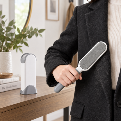 Double-Sided Lint & Hair Remover Brush with Storage Base